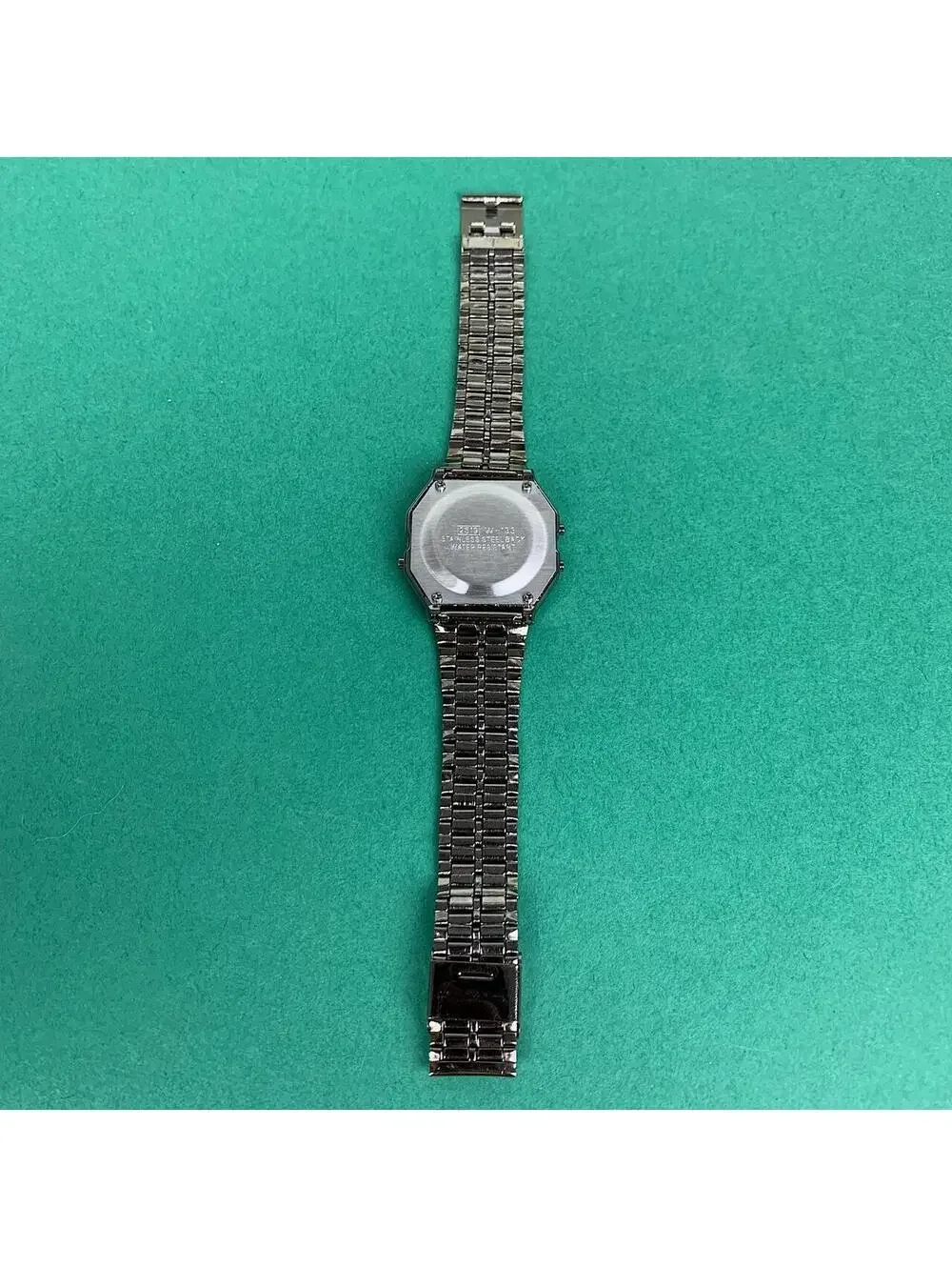 Silver stainless steel digital watch